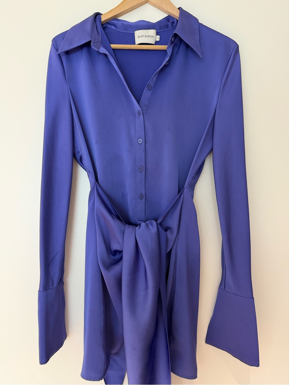 Rat & Boa Violet Button-Down Tie-Waist Blouse - Picture 4 of 5